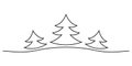 Fir trees outline icon. Spruce tree for Christmas card design. Xmas decoration element. Vector illustration. Royalty Free Stock Photo
